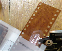 Blank section of 35mm color print film
